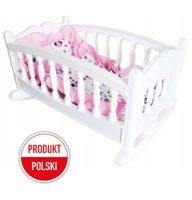 KOŁYSKA DLA LALEK ŁÓŻECZKO DLA LALEK POŚCIEL DUŻA KOŁYSKA BIAŁA ZABAWKA