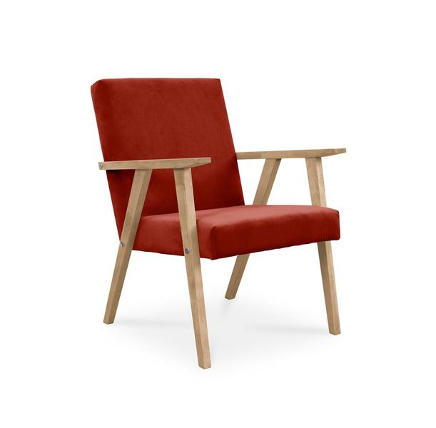 Fotel LISEK - PRL / czerwony / noga buk / KR02 zdjęcie 1