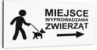 Tabliczka informacyjna BIAŁA aluminiowa MIEJSCE WYPROWADZANIA ZWIERZĄT