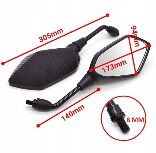 DUŻE LUSTERKA UNIWERSALNE MOTOR SKUTER QUAD M8 CARBON na Arena.pl