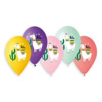balony pastelowe lamy i kaktusy 13"/5szt.urodziny