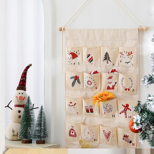 KALENDARZ ADWENTOWY MATERIAŁOWY PŁÓTNO DO ZAWIESZENIA WIELORAZOWY + ZADANIA na Arena.pl