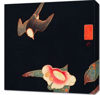 Obraz 60x60cm Swallow and Camellia, Jakuchu Japoński Vintage