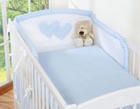 Pościel 3-cz 135x100 - Serduszka kratka niebieska