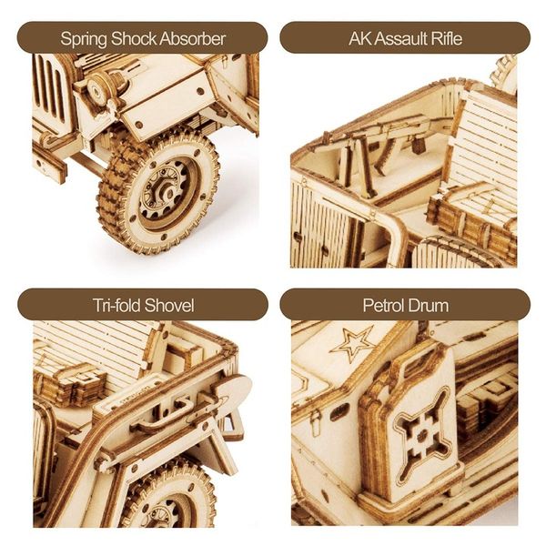 ROBOTIME Drewniane Puzzle Model 3D DIY - Zabytkowe Auto Samochód zdjęcie 2