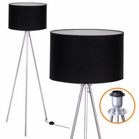 Lampa Trójnóg Trigni SREBRNA Styl Skandynawski Czarny abażur