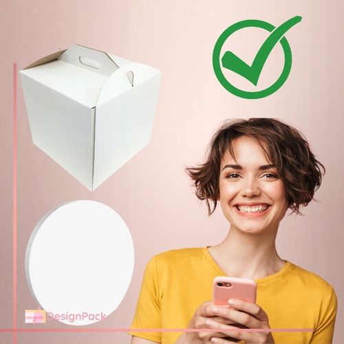 Pudełko na tort 30x30x28cm + Podkład 30 cm styrodurowy biały na Arena.pl