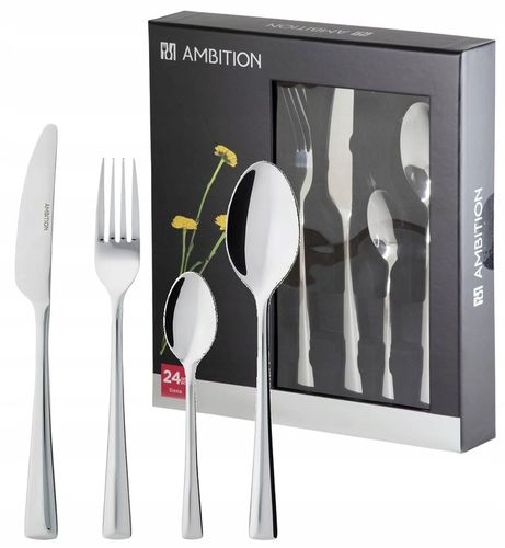 ZESTAW AMBITION SZTUĆCE 24 szt SIENA w pudełku dla 6 osób na Arena.pl