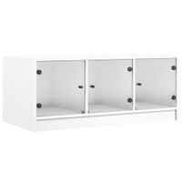 Stolik kawowy ze szklanymi drzwiczkami, biały, 102x50x42 cm