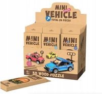 Puzzle Drewniane 3D MINI ZESTAW 24 SAMOCHODZIKÓW KALENDARZ ADWENTOWY 24 SZT