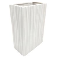 WAZON NA KWIATY BIAŁY DUŻY FLAKON NOWOCZESNY PROSTOKĄTNY CERAMICZNY 23 cm