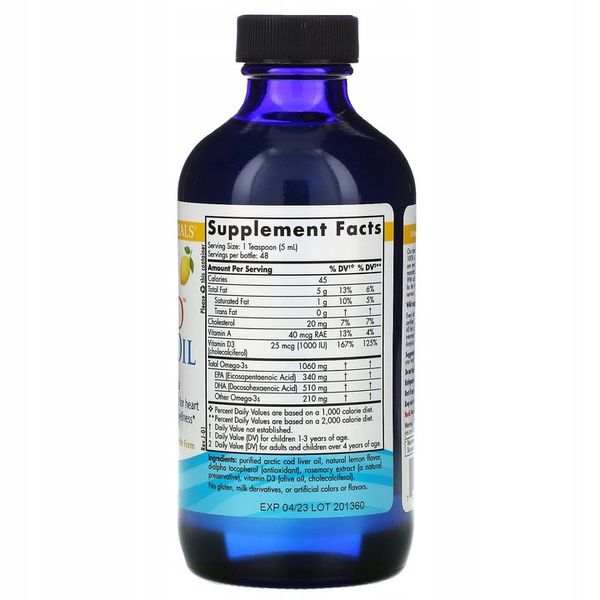 NORDIC Arctic-D COD LIVER OIL CYTRYNOWY TRAN 237m Olej z wątroby dorsza zdjęcie 5