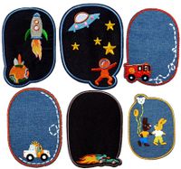 Zestaw 6 sztuk łatki termo dziecięce jeans kolory F125_B