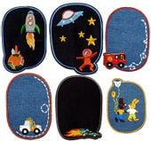 Zestaw 6 sztuk łatki termo dziecięce jeans kolory  F125_B