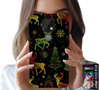 ETUI DO MOTOROLA MOTO E7 PLUS - RENIFER, PŁATEK ŚNIEGU, CHOINKA + SZKŁO