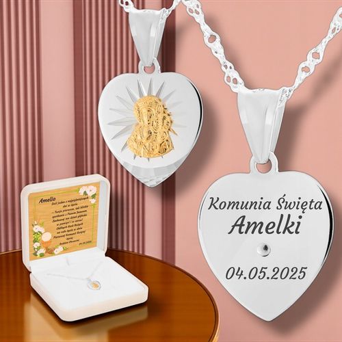 Srebrny medalik pr. 925 Matka Boska Częstochowska Grawer Prezent na Chrzest na Arena.pl