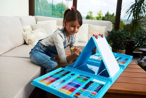 ZESTAW DO MALOWANIA RYSOWANIA ARTYSTYCZNY WALIZKA Niebieska DZIECI PREZENT na Arena.pl