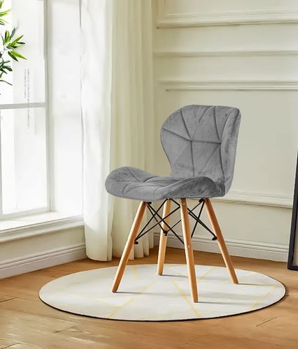 Komplet 4 krzeseł welurowych do jadalni i salonu szare na Arena.pl