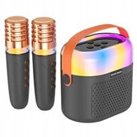 MINI GŁOŚNIK BLUETOOTH 2 MIKROFONY DLA DZIECI ZESTAW DO KARAOKE RGB LED