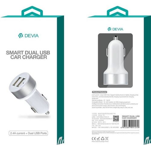 Ładowarka samochodowa DEVIA Smart Charger 2USB biała 2.4A na Arena.pl
