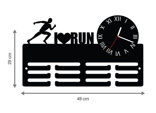 Wieszak na medale z zegarem I LOVE RUN twoje imię dowolny tekst 435.1 na Arena.pl