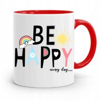 Kubek Czerwony Dzień Dziecka Be Happy Every Day Z Nadrukiem Ze Zdjęciem