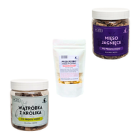 Liofilizowane mięso jagnięce, wątróbka z królika, przegrzebki dla psa, kota