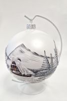 Elegancka Bombka na Stojaku Ręcznie Malowany Zimowy Pejzaż Mała 100