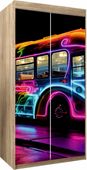 Naklejka samoprzylepna okleina na szafę na wymiar tapeta NEONOWY AUTOBUS