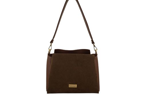 Torebka miejska z naturalnego zamszu i skóry - Brązowa na Arena.pl