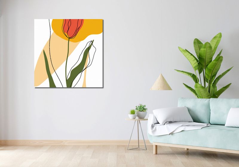 Obraz 90x90cm Przerysowany Tulipan zdjęcie 2