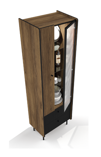 Nowoczesna Witryna Orzech 2D 59 cm PRESTIM DL zdjęcie 1