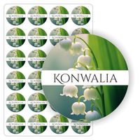 ETYKIETY etykietki arkusz naklejek samoprzylepne KONWALIA mydło świece 5 cm