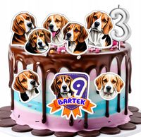 OPŁATEK ZESTAW URODZINOWY POSTACIE NA TORT - PIES RASA BEAGLE PIESEK + IMIĘ