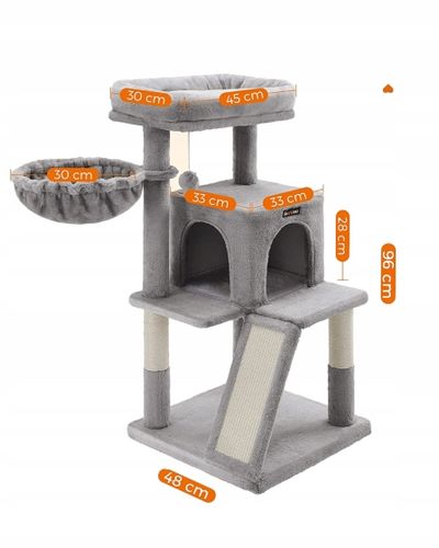 DRAPAK DLA KOTA DUŻY LEGOWISKO DOMEK ZABAWKA WIEŻA SŁUPEK 3 POZIOMY 96cm na Arena.pl