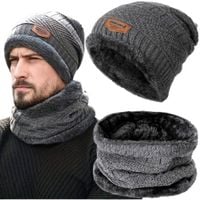 CZAPKA I KOMIN ZESTAW MĘSKA DWUWARSTWOWA ZIMOWA