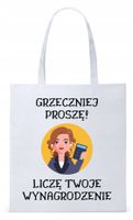 Dla Księgowej Księgowego Torba Eco Biała Shopper Z Nadrukiem Ze Zdjęciem