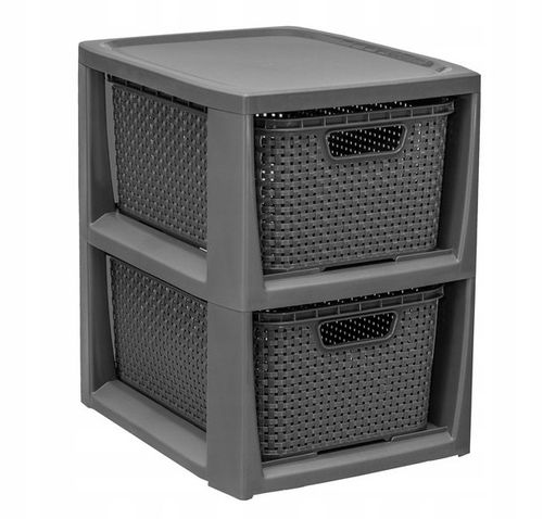 REGAŁ KOMODA STOJAK Z 2 KOSZAMI RATTAN BRANQ 1727A na Arena.pl