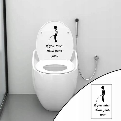 Naklejka na Tron Toaletę Kibel WC If You Miss Clean Your Piss Ostrzeżenie na Arena.pl