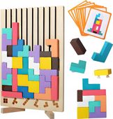 PUZZLE DREWNIANE GRA TETRIS EDUKACYJNA ROZWIJAJĄCA LOGICZNE MYŚLENIE ZESTAW