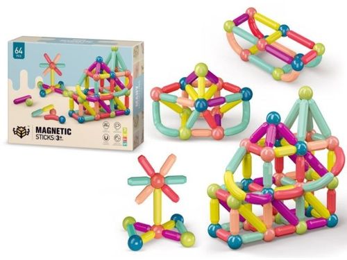 KLOCKI MAGNETYCZNE EDUKACYJNE MAGNETIC STICKS 64 ELEMENTY PREZENT na Arena.pl