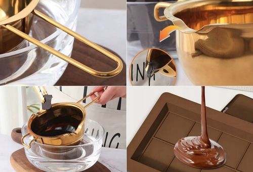 TYGIELEK MISKA do topienia CZEKOLADY masła wosku stalowy RONDELEK ZŁOTY na Arena.pl