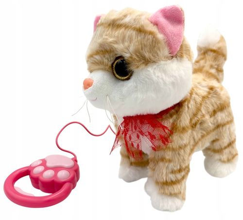 Kotek na smyczy interaktywny kot pluszowy chodzący kotek na baterie rudy sm na Arena.pl
