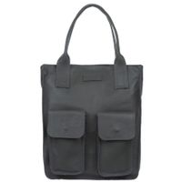 VERA PELLE torebka skórzana shopper na ramię z kieszeniami V516 c.szara