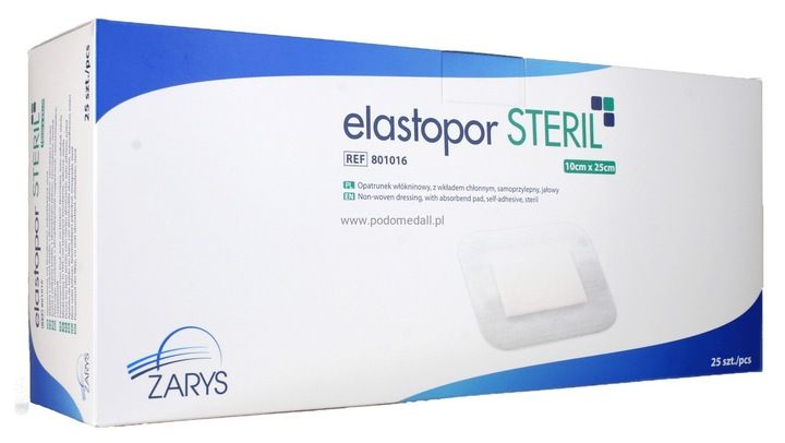 Elastopor Steril 10 cm x 25 cm Opatrunek z wkładem chłonnym jałowy 25 sztuk zdjęcie 1