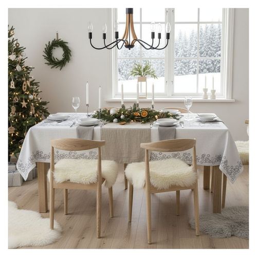 Obrus Białe Bałwanki 110x130 DomoweTekstylia | WN306B B13 | Boże Narodzenie na Arena.pl