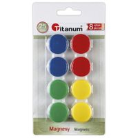 zestaw magnesów okrągłych 4 kolory 25mm 8 sztuk titanum
