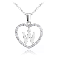 MINET Srebrny naszyjnik litera w sercu „W” z cyrkoniami