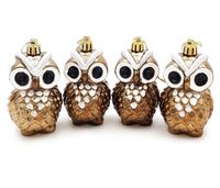 BOMBKI CHOINKOWE ZAWIESZKI NA CHOINKĘ SOWY ZESTAW BRĄZOWE ZŁOTE