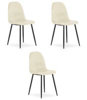 Krzesło tapicerowane COMO beżowe aksamit 3 szt. nogi czarne loft kuchnia